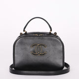 Chanel CC Top Handle Vanity Bag Black Calfskin AGHW