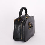 Chanel CC Top Handle Vanity Bag Black Calfskin AGHW