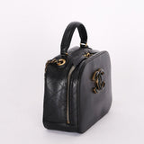 Chanel CC Top Handle Vanity Bag Black Calfskin AGHW