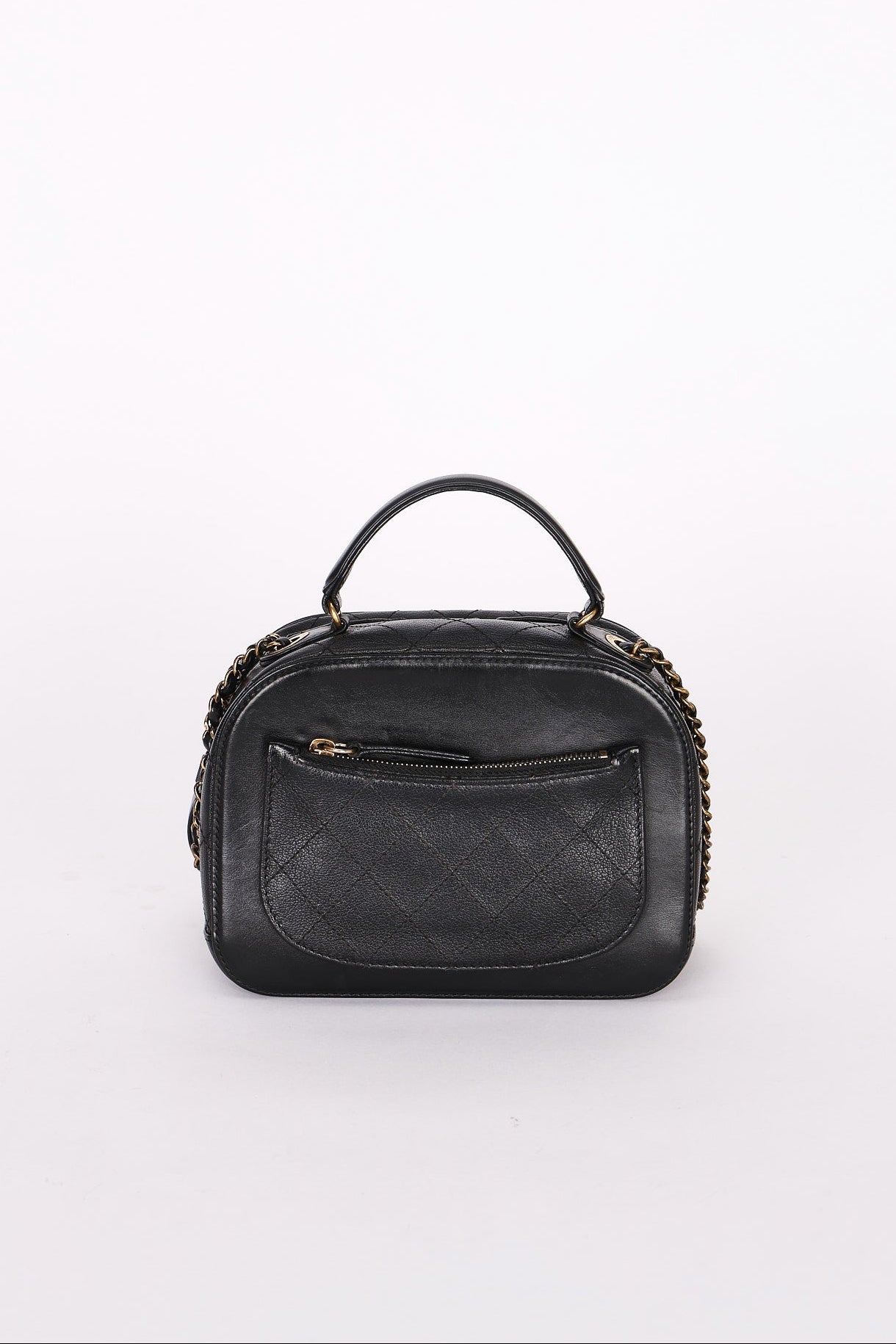 Chanel CC Top Handle Vanity Bag Black Calfskin AGHW