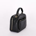 Chanel CC Top Handle Vanity Bag Black Calfskin AGHW
