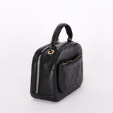 Chanel CC Top Handle Vanity Bag Black Calfskin AGHW