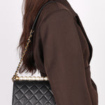 Chanel Chic Pearls Single Flap Black Calfskin AGHW
