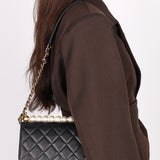 Chanel Chic Pearls Single Flap Black Calfskin AGHW