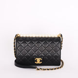 Chanel Chic Pearls Single Flap Black Calfskin AGHW