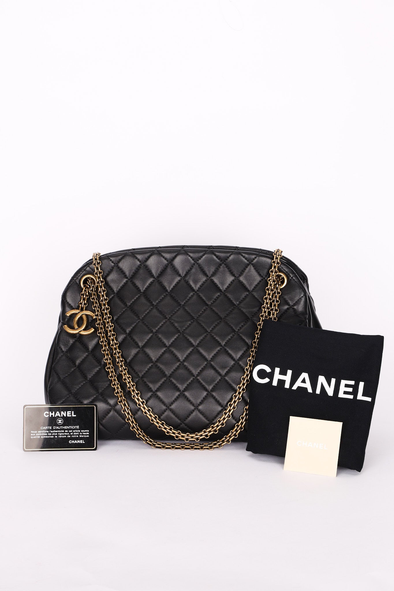 Chanel Just Mademoiselle Bowling Bag Black Calfskin AGHW