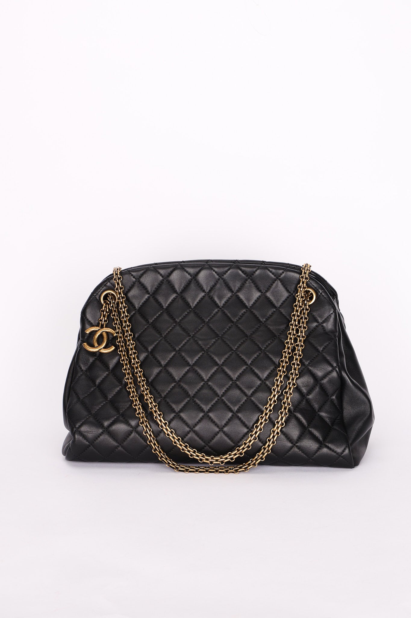 Chanel Just Mademoiselle Bowling Bag Black Calfskin AGHW