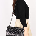 Chanel Bag Black Crinkled Calfskin and Wool RHW