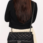Chanel Bag Black Crinkled Calfskin and Wool RHW