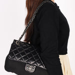 Chanel Bag Black Crinkled Calfskin and Wool RHW
