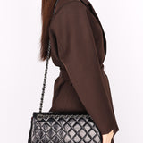 Chanel Edelweiss Curvy Flap Black Crinkled Calfskin and Wool 2015 RHW