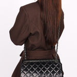 Chanel Edelweiss Curvy Flap Black Crinkled Calfskin and Wool 2015 RHW