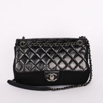 Chanel Bag Black Crinkled Calfskin and Wool RHW
