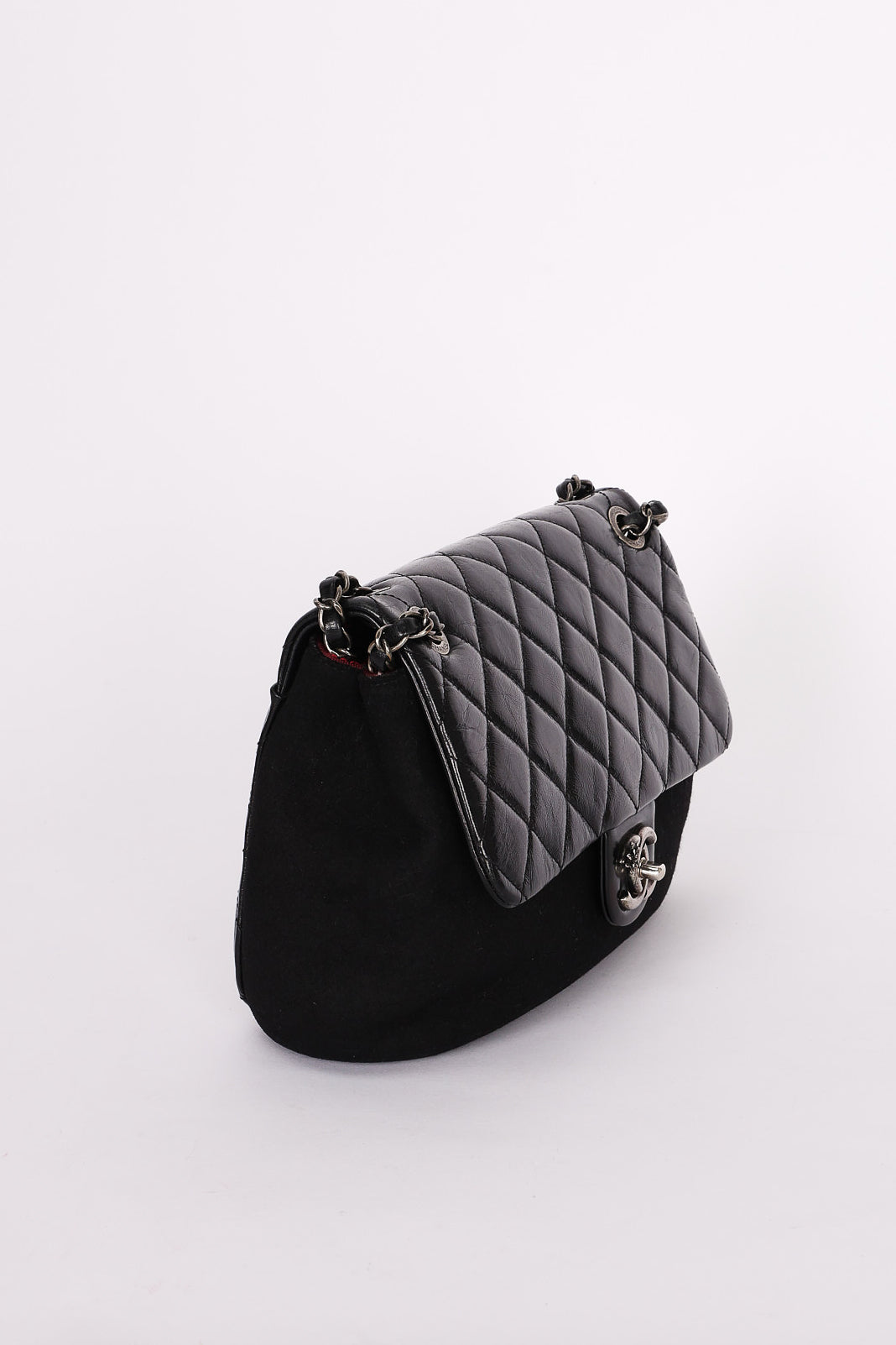 Chanel Bag Black Crinkled Calfskin and Wool RHW