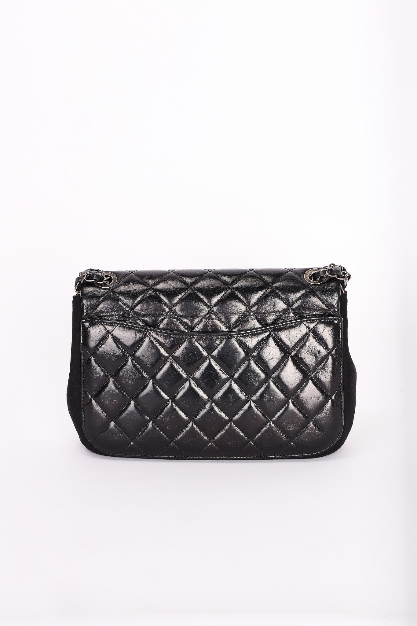 Chanel Bag Black Crinkled Calfskin and Wool RHW