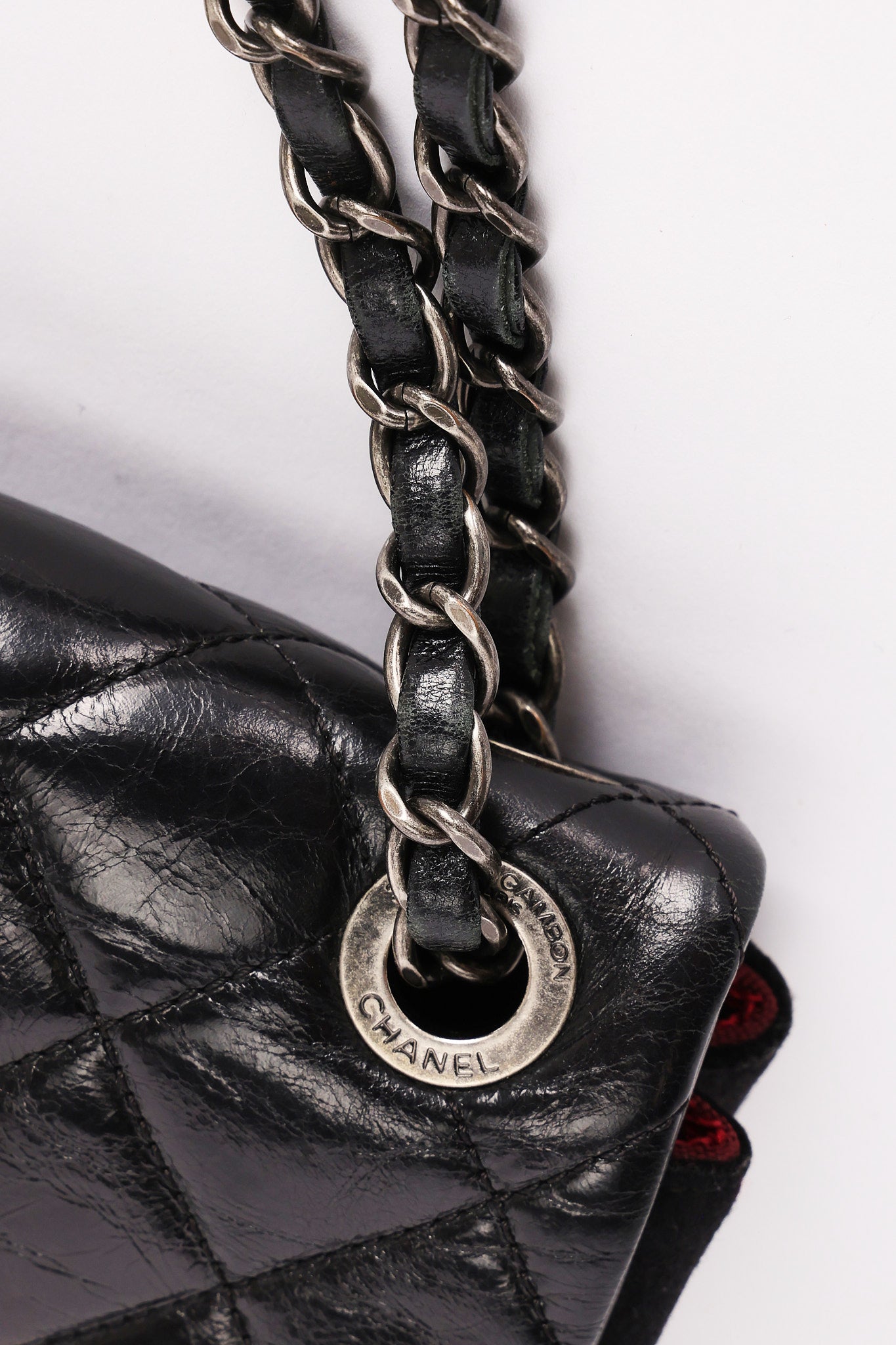 Chanel Bag Black Crinkled Calfskin and Wool RHW