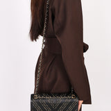 Chanel Chevron Chain Subtle Flap Black Sheepskin 2017 AGHW