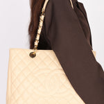 Chanel Timeless Shoulder Bag Beige Caviar GHW