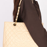 Chanel Timeless Shoulder Bag Beige Caviar GHW