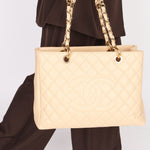 Chanel Timeless Shoulder Bag Beige Caviar GHW