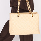 Chanel Timeless Shoulder Bag Beige Caviar GHW