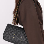 Chanel Medium Filigree Single Flap Black Caviar AGHW