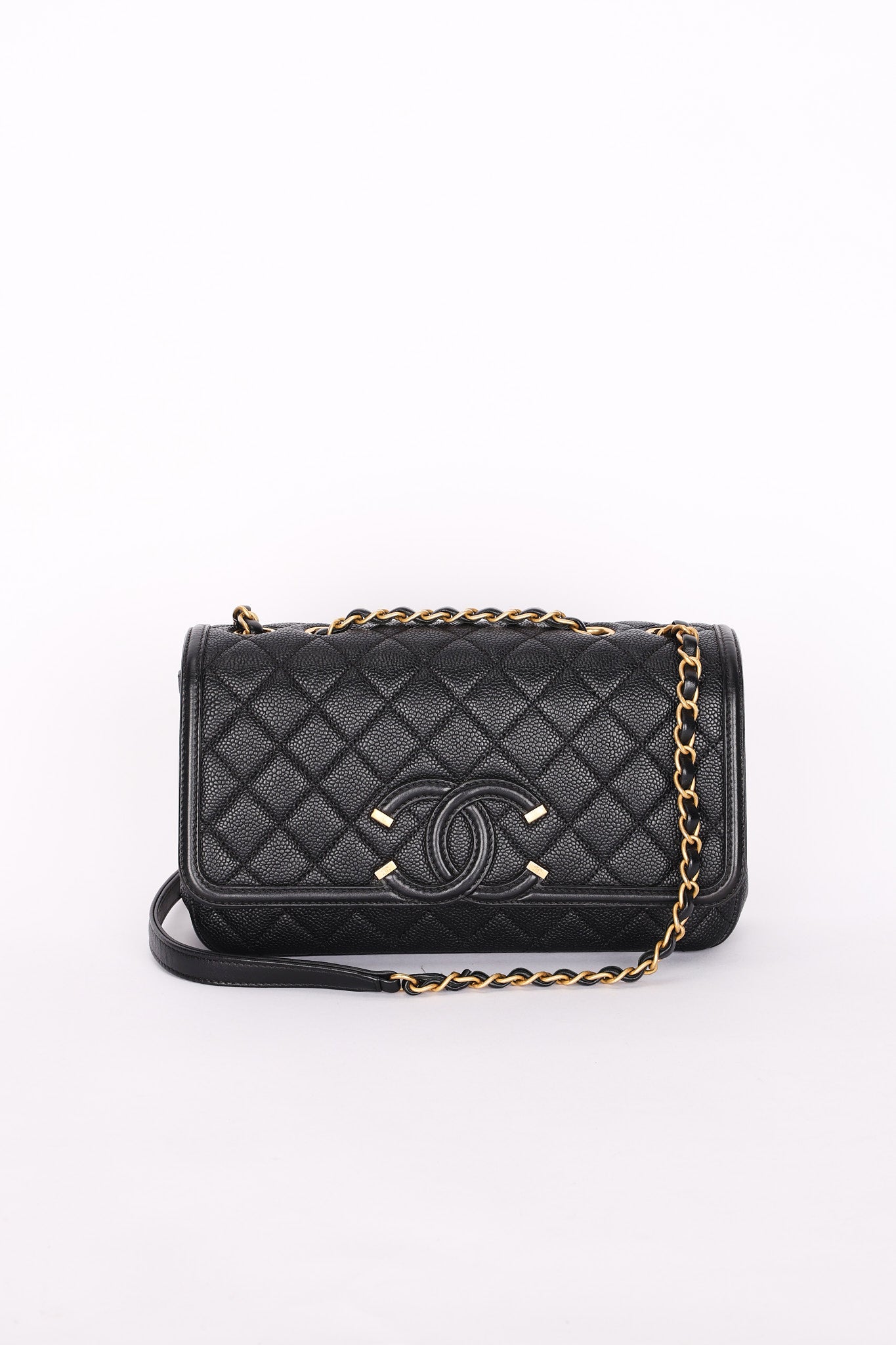 Chanel Medium Filigree Single Flap Black Caviar AGHW