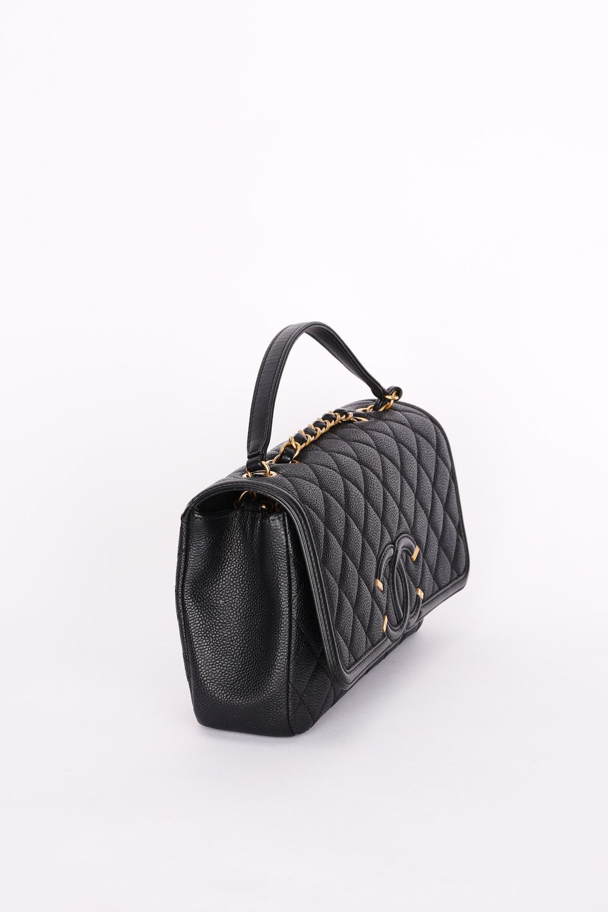 Chanel Medium Filigree Single Flap Black Caviar AGHW