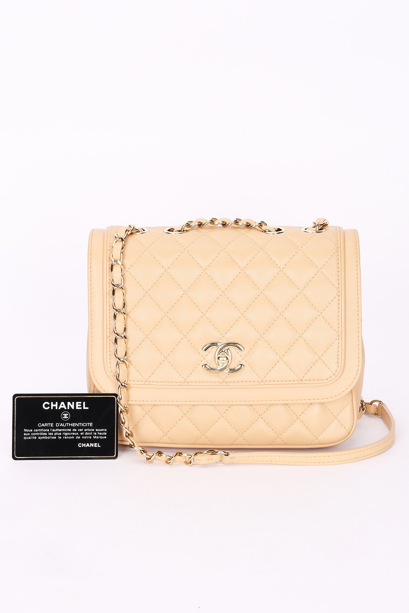 Chanel Medium Lovely Day Flap Beige Lambskin GHW