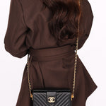 Chanel Chevron Box Bag Black Calfskin AGHW