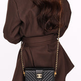 Chanel Chevron Box Bag Black Calfskin AGHW
