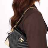 Chanel Chevron Box Bag Black Calfskin AGHW