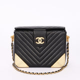 Chanel Chevron Box Bag Black Calfskin AGHW