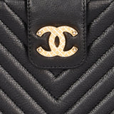Chanel Chevron Box Bag Black Calfskin AGHW