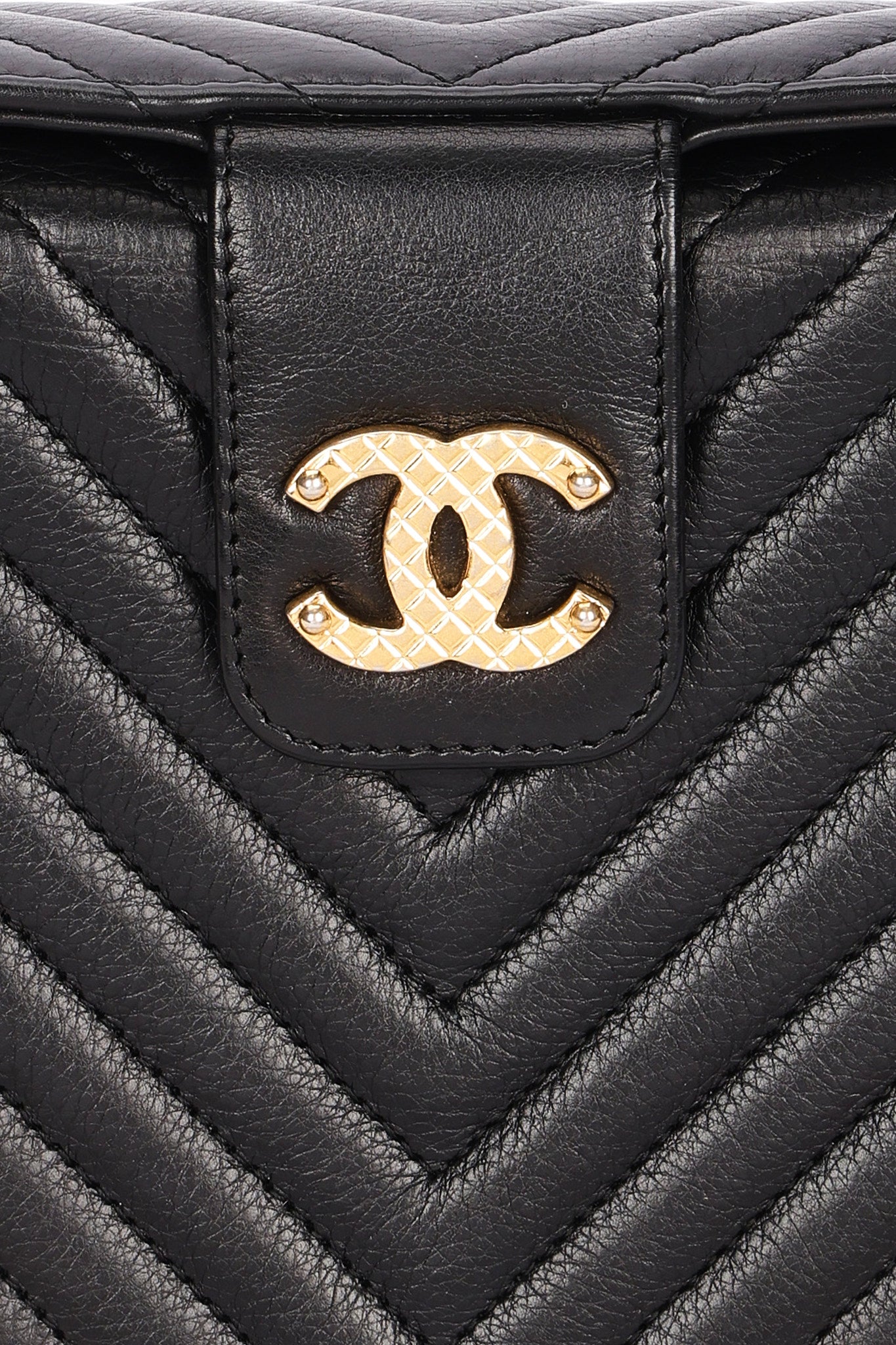 Chanel Chevron Box Bag Black Calfskin AGHW