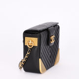 Chanel Chevron Box Bag Black Calfskin AGHW
