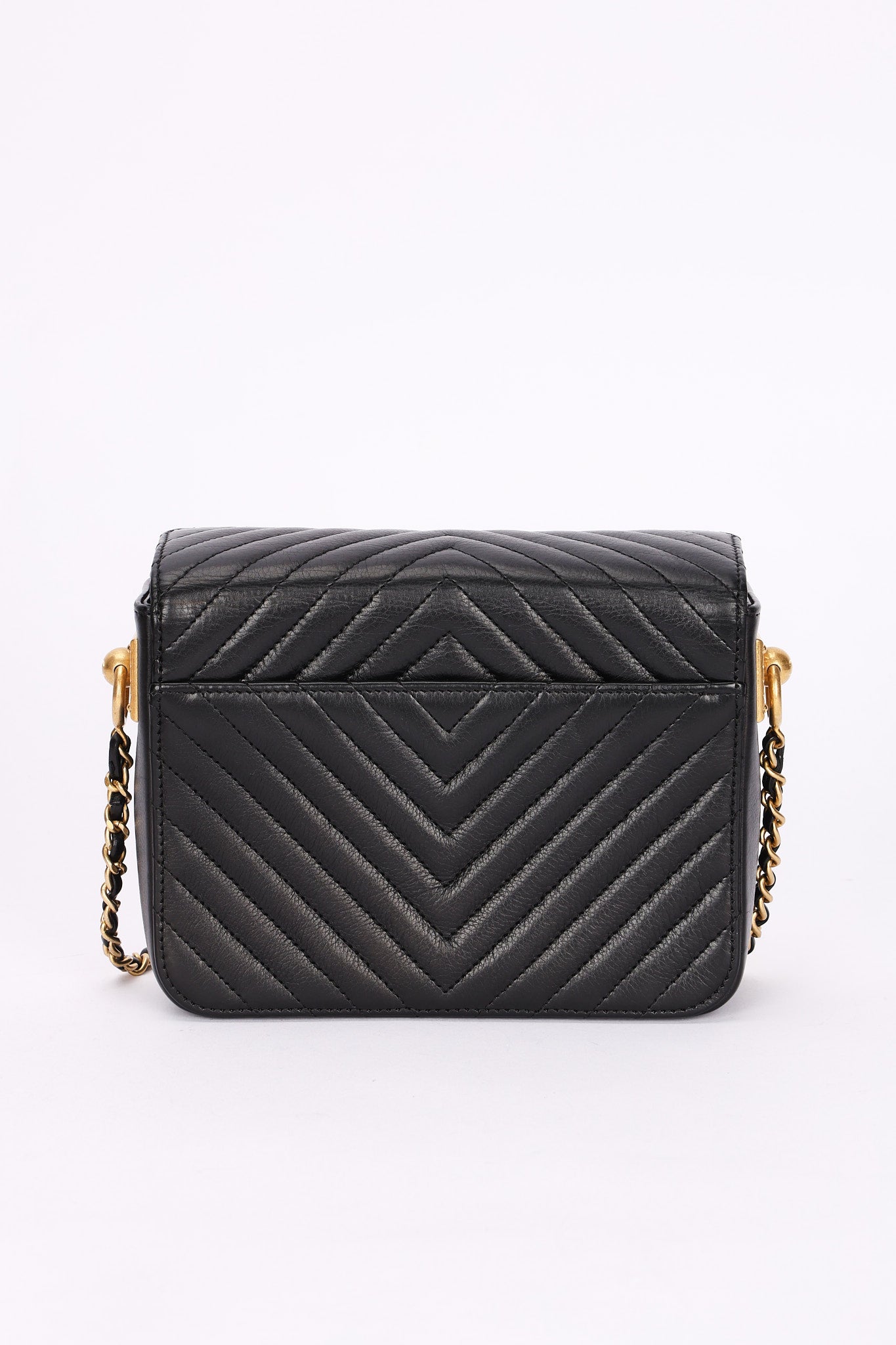 Chanel Chevron Box Bag Black Calfskin AGHW