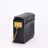 Chanel Chevron Box Bag Black Calfskin AGHW