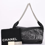 Chanel Stitched CC Single Flap Black Calfskin SHW