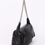 Chanel Stitched CC Single Flap Black Calfskin SHW
