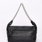 Chanel Stitched CC Single Flap Black Calfskin SHW