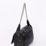 Chanel Stitched CC Single Flap Black Calfskin SHW