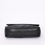 Chanel Stitched CC Single Flap Black Calfskin SHW