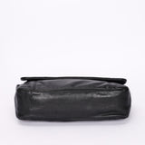 Chanel Stitched CC Single Flap Black Calfskin SHW