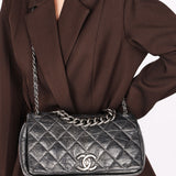 Chanel Single Flap Gun Metal Grey Crinkled Calfskin RHW