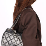 Chanel Single Flap Gun Metal Grey Crinkled Calfskin RHW