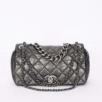 Chanel Single Flap Gun Metal Grey Crinkled Calfskin RHW