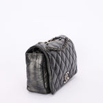 Chanel Single Flap Gun Metal Grey Crinkled Calfskin RHW