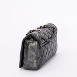 Chanel Single Flap Gun Metal Grey Crinkled Calfskin RHW