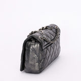 Chanel Single Flap Gun Metal Grey Crinkled Calfskin RHW